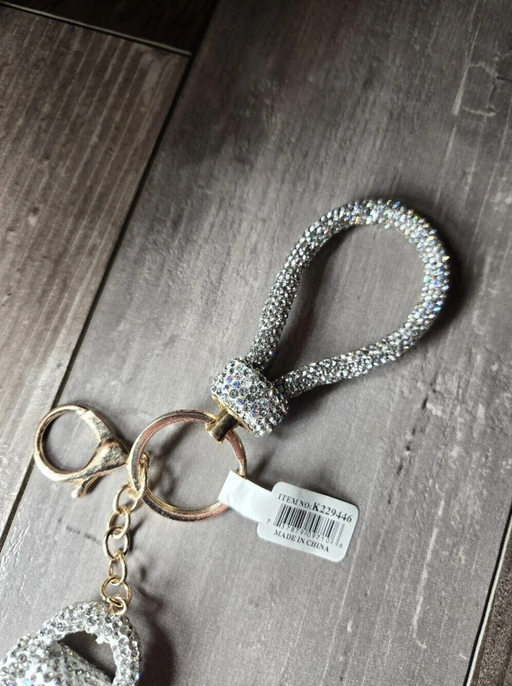NWT Sparkling Crystal Loop Purse Keychain Wristlet - Silver Sparkle
